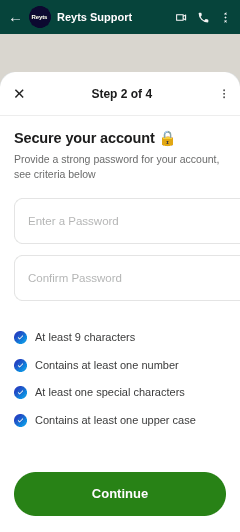 Secure your account — password